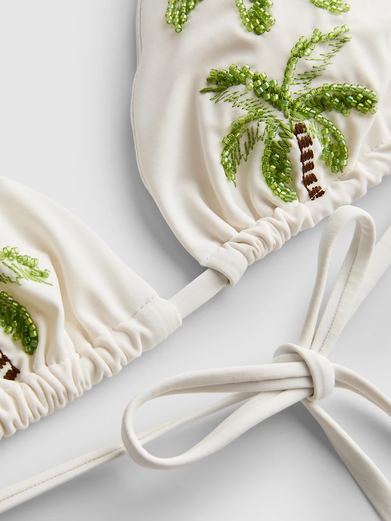 Paula Echevarría Beaded Palm Tree Triangle Bikini Top