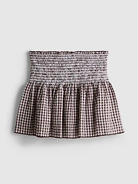 Shirred Gingham Mini Skirt