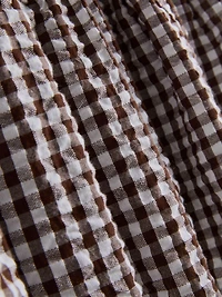 Shirred Gingham Mini Skirt