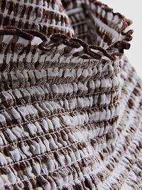 Shirred Gingham Mini Skirt