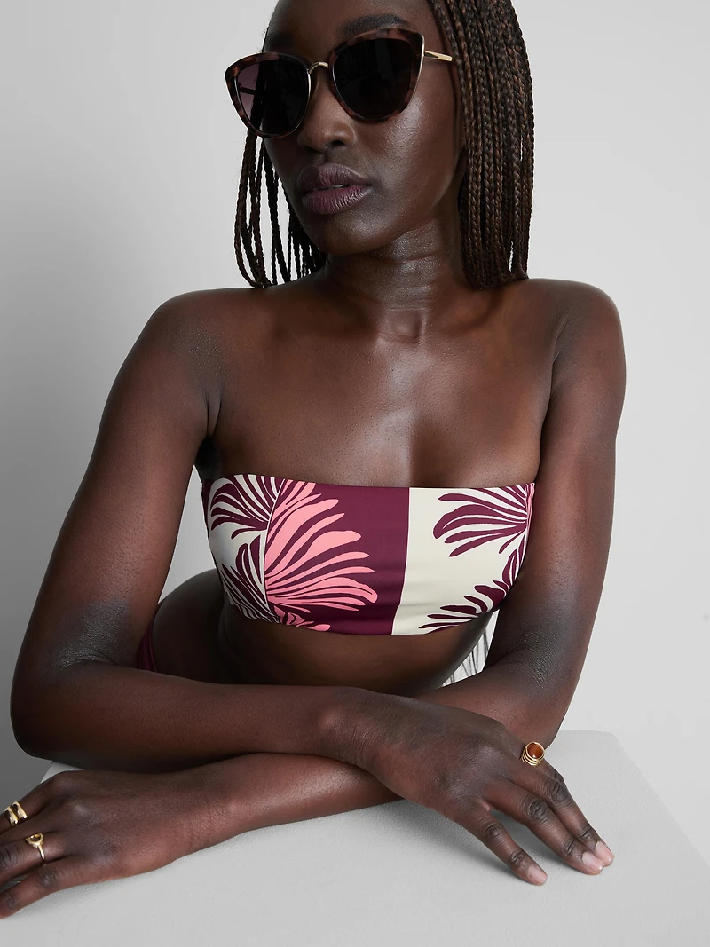 Tropical Print Bandeau Bikini Top
