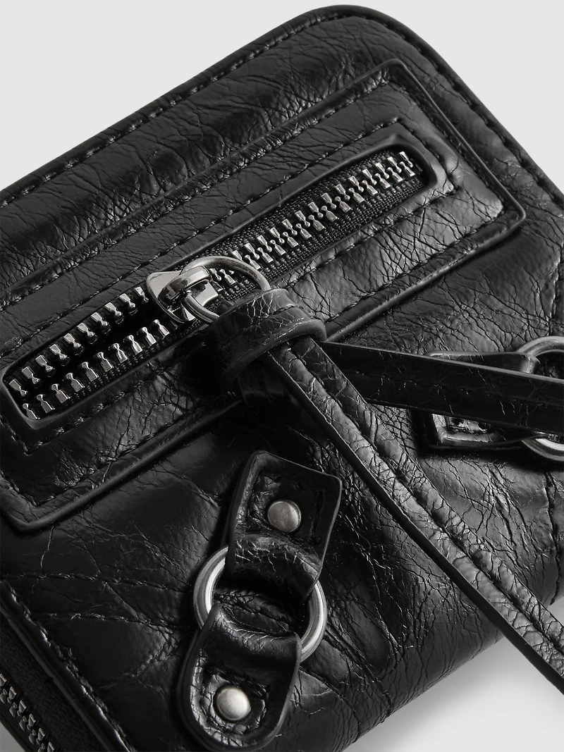 Distressed Zip-Up Purse