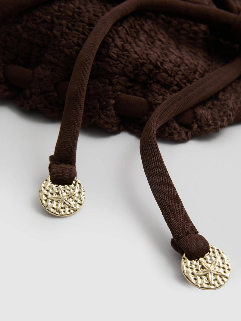 Black Crochet Triangle Bikini Top