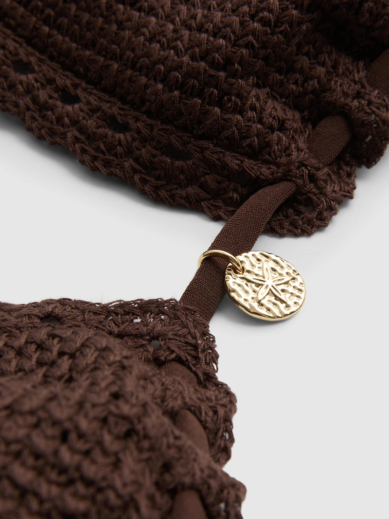 Black Crochet Triangle Bikini Top