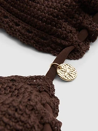 Black Crochet Triangle Bikini Top