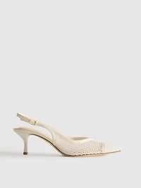 Wide-Fit Mesh Slingback Heels