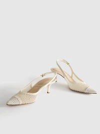 Wide-Fit Mesh Slingback Heels