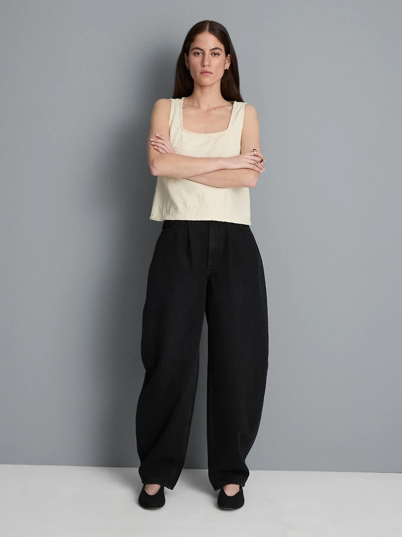 Ultimate Cotton Denim Barrel-Leg Jeans
