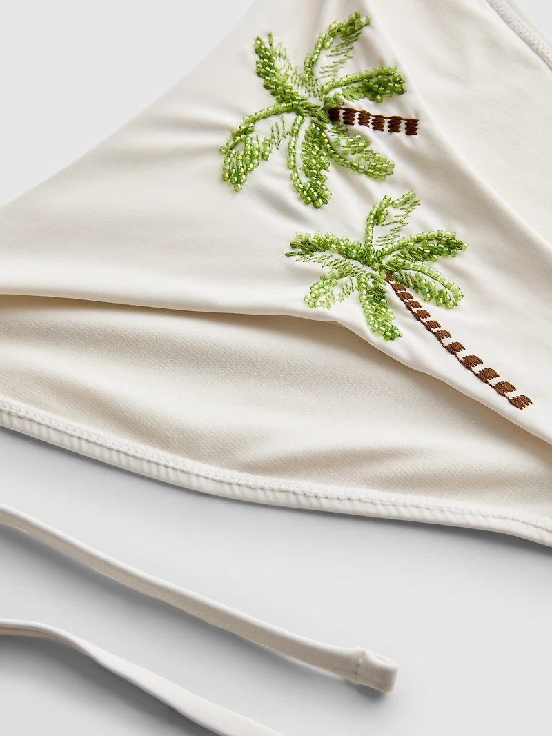 Paula Echevarría Beaded Palm Tree Side-Tie Bikini Bottoms