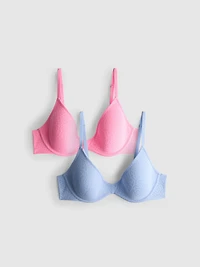 2pk A-D Lace Scoop Demi-Cup Bras