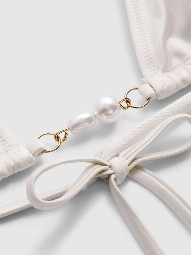 High-Shine Pearl Triangle Bikini Top