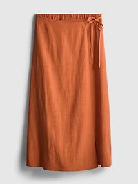 Cotton-Blend Side-Tie Midi Skirt