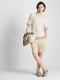 The Edit Textured Zip Polo Shirt