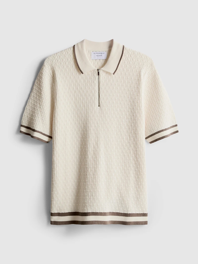 The Edit Textured Zip Polo Shirt
