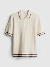 The Edit Textured Zip Polo Shirt