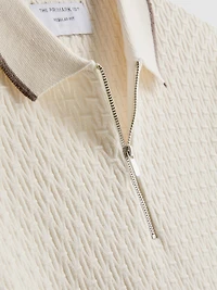 The Edit Textured Zip Polo Shirt