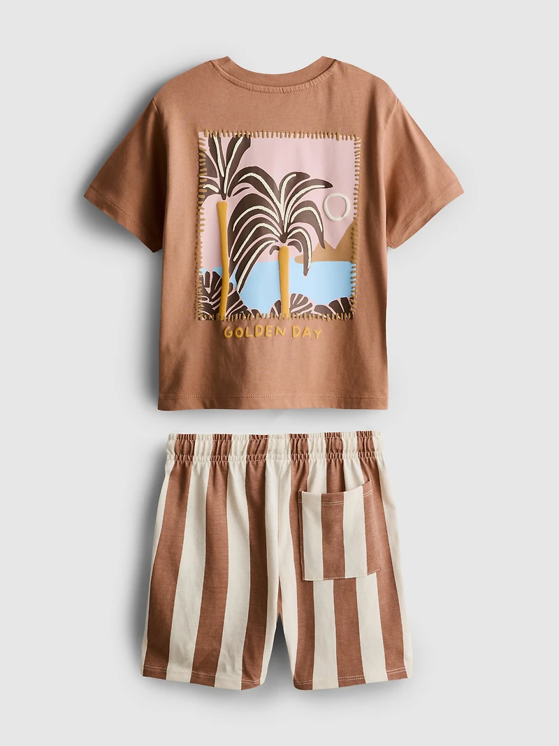 1.5-8yrs | Palm Tree Graphic T-Shirt and Shorts Set