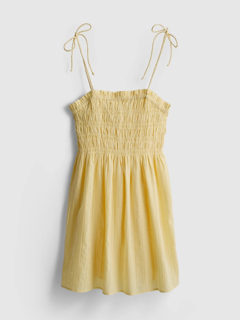 Cotton Shirred Bodice Mini Dress