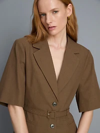Short Sleeve Belt Detail Blazer