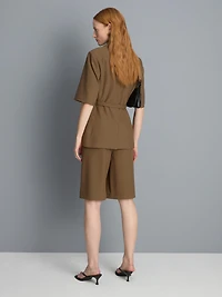 Short Sleeve Belt Detail Blazer