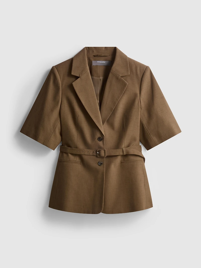 Short Sleeve Belt Detail Blazer