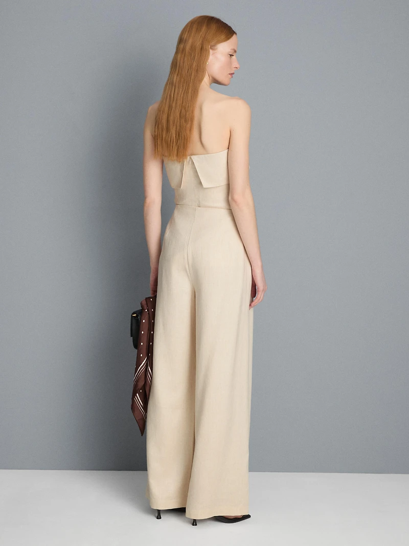 Textured Pleated Wide Leg Pants