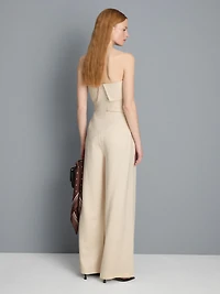 Textured Pleated Wide Leg Pants