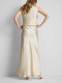 Satin Circle-Cut Midi Skirt