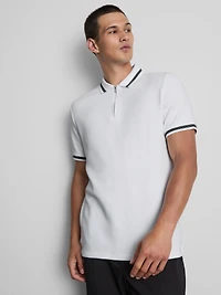 Textured Zip-Neck Polo Shirt
