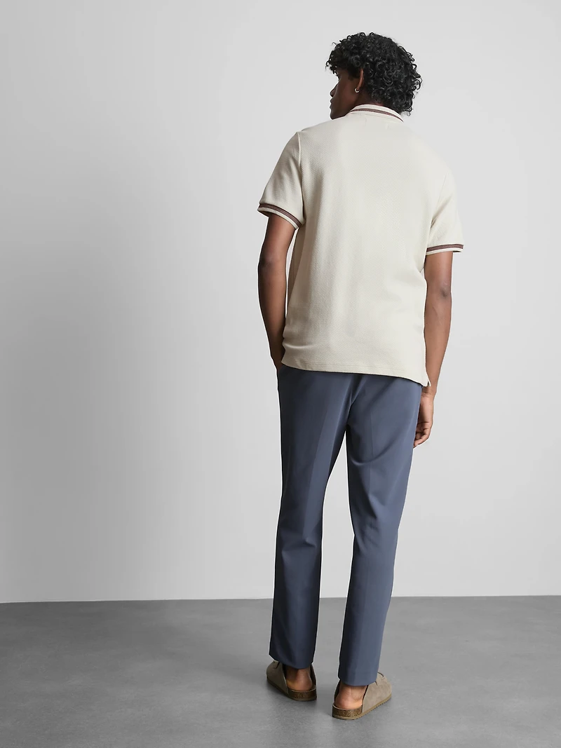 Textured Zip-Neck Polo Shirt