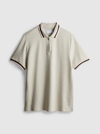 Textured Zip-Neck Polo Shirt