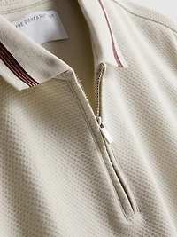 Textured Zip-Neck Polo Shirt