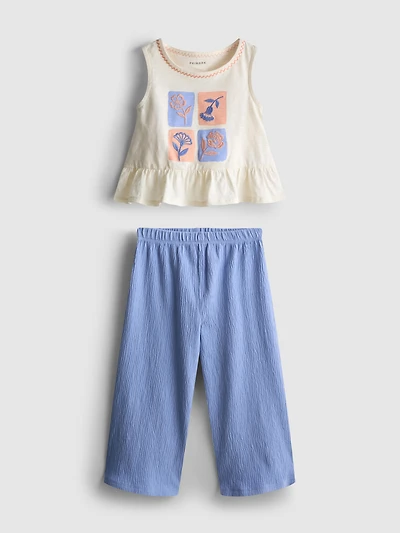1.5-8yrs | Embroidered Peplum Top and Pants Set