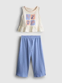 1.5-8yrs | Embroidered Peplum Top and Pants Set