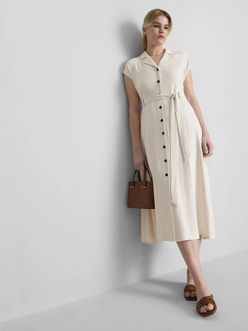 Short Sleeve Midi Shirt Dress
