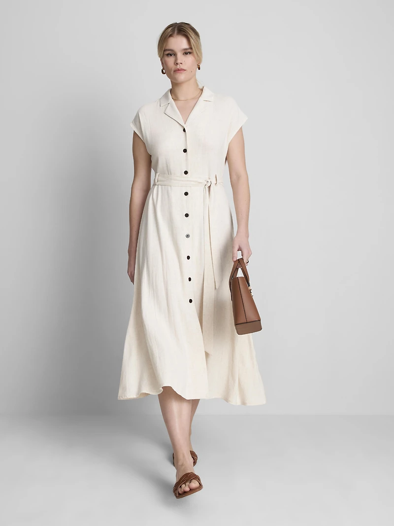 Short Sleeve Midi Shirt Dress