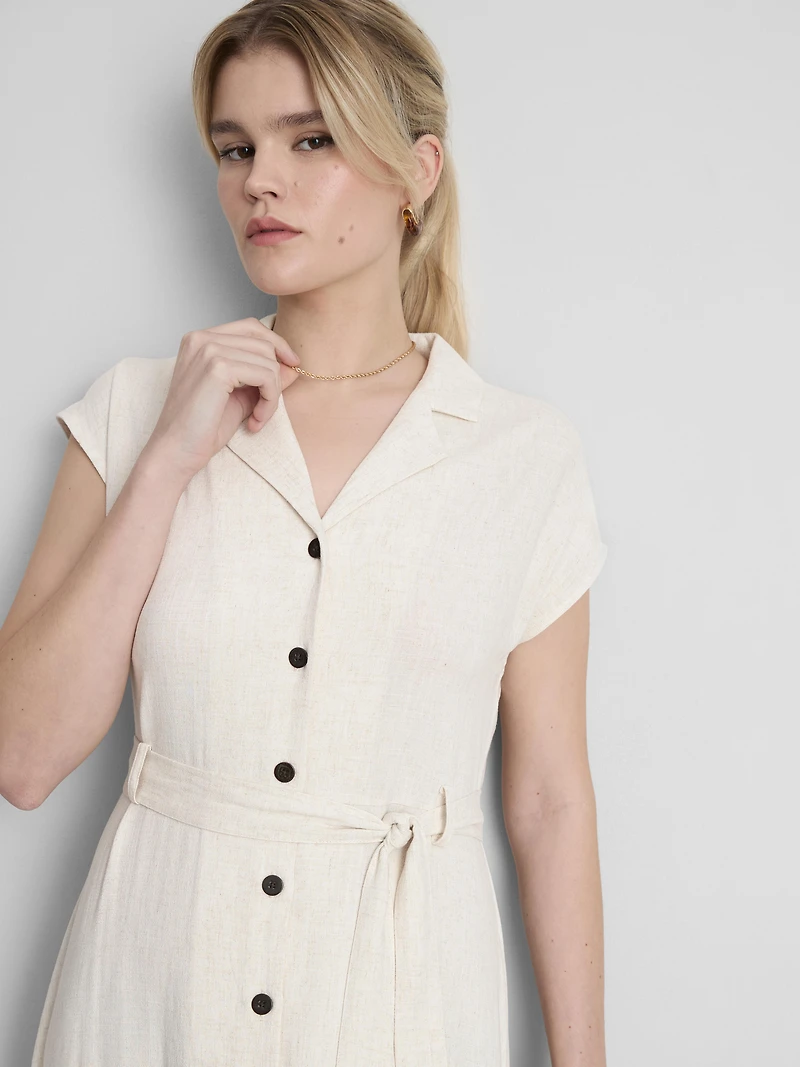Short Sleeve Midi Shirt Dress