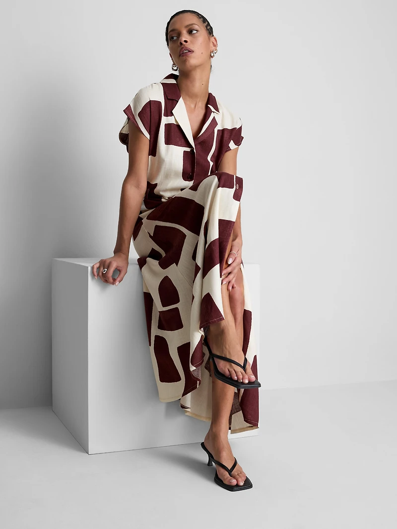 Short Sleeve Midi Shirt Dress