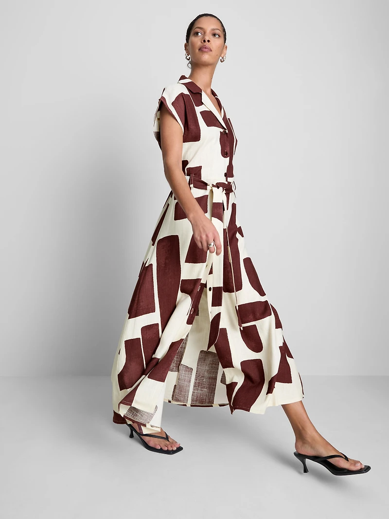 Short Sleeve Midi Shirt Dress