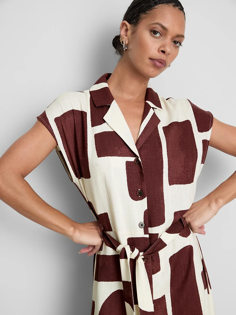 Short Sleeve Midi Shirt Dress
