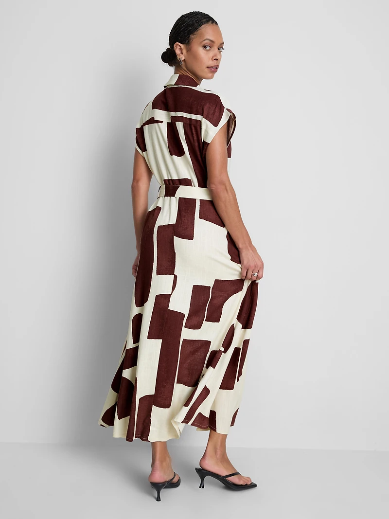 Short Sleeve Midi Shirt Dress