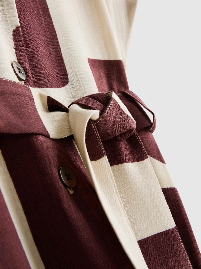 Short Sleeve Midi Shirt Dress