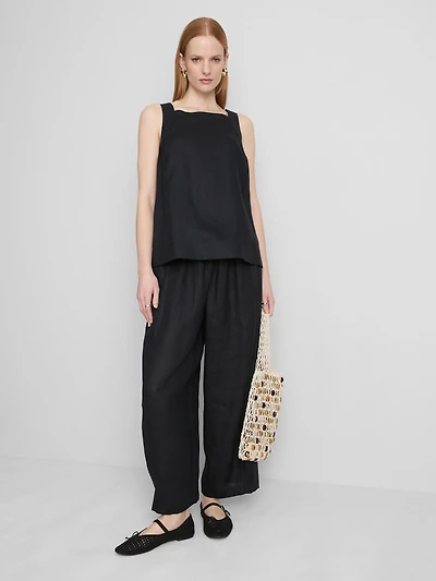 The Edit A-Line Wide-Strap Linen Top