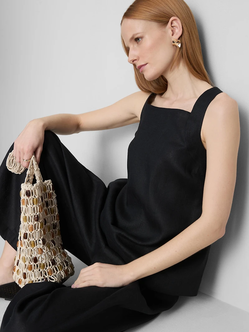 The Edit A-Line Wide-Strap Linen Top