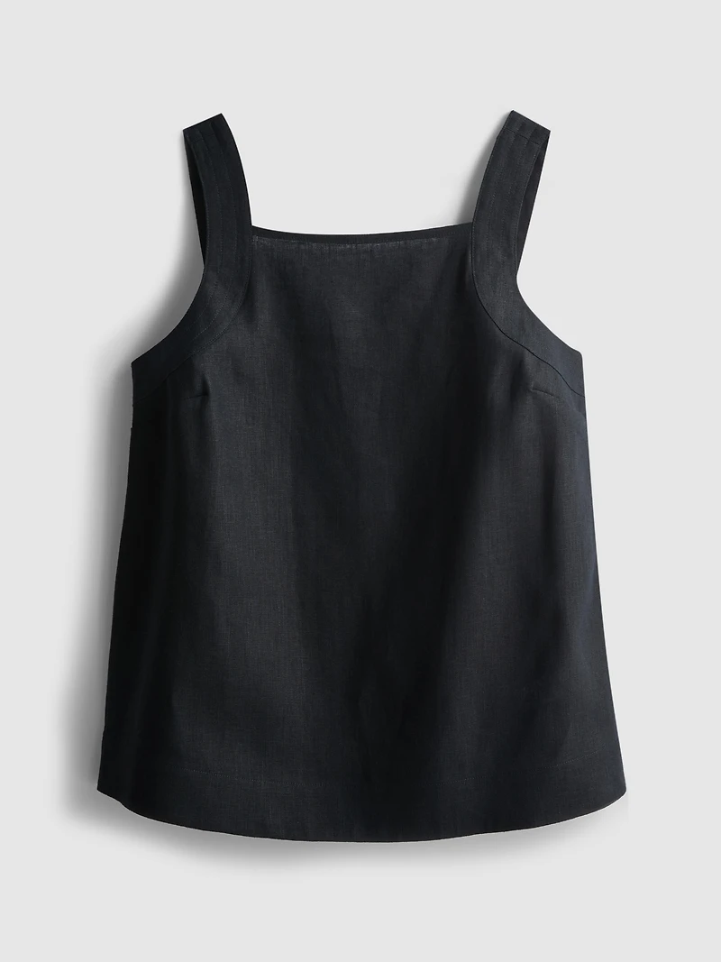 The Edit A-Line Wide-Strap Linen Top