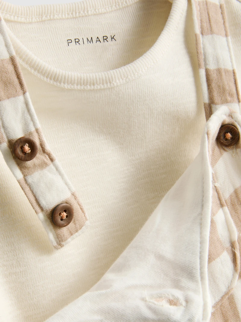 0-18mths | Bodysuit and Check Overalls Newborn Set