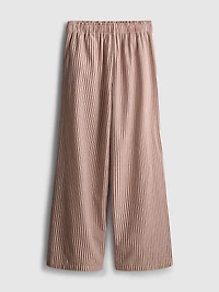 Cotton Striped Wide-Leg Seersucker Pants