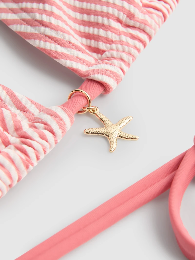 Striped Starfish Triangle Bikini Top