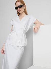 The Edit Linen V-Neck Wrap Top