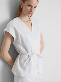 The Edit Linen V-Neck Wrap Top